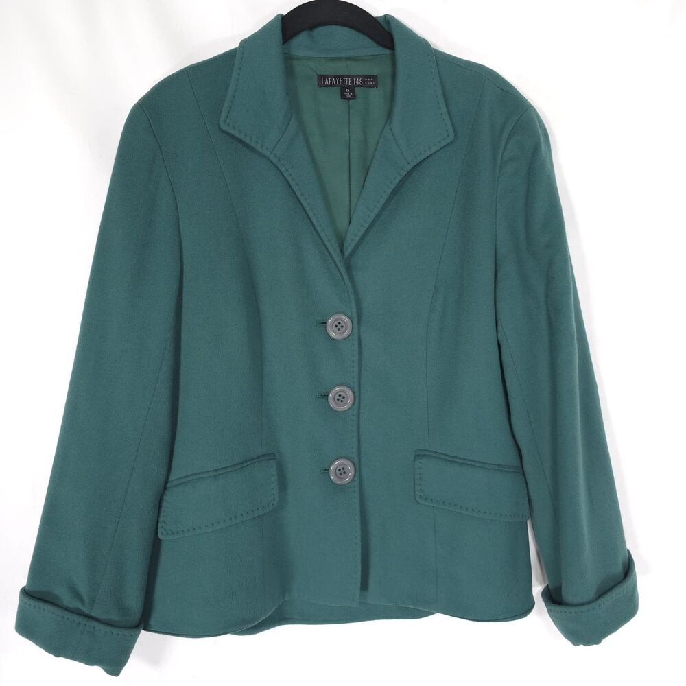 LAFAYETTE 148 Womens Blazer Jacket 12 Loro Piana 100% Cashmere ITALY Fabric Made